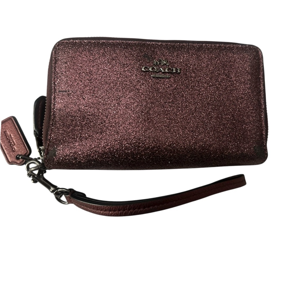 EUC Coach Sparklp Burgundy Wristlet